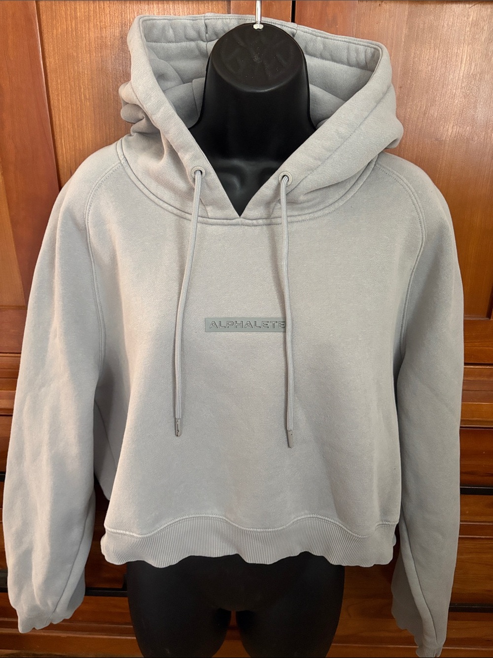 Alphalete  Gray Cropped Neck Pullover Hoodie Sweater